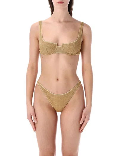 Oseree Oséree Swimwear Lumière Lurex Balconette Bikini In Brown
