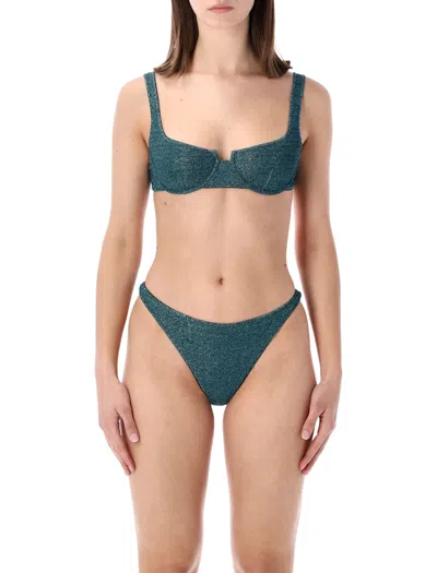 Oseree Lumiere Balconette Bikini Top And Bottoms In Blue