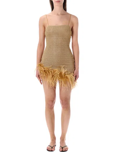 Oseree Oserée Swimwear Lumière Plumage Short Dress In Brown
