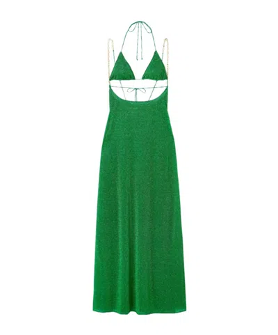 Oseree Tie Detail Maxi Dress In Green