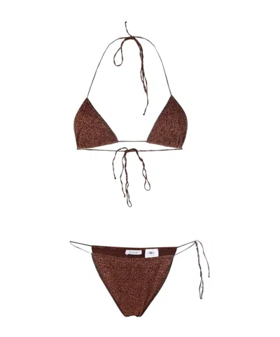 Oseree Tie Detail Two Piece Bikini In Brown