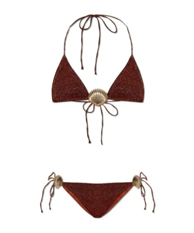 Oseree Tie-side Bikini In Brown
