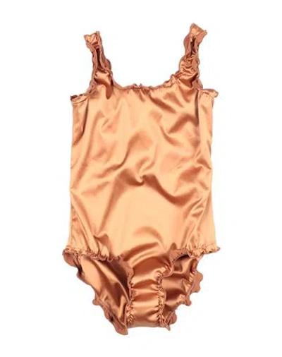 Oseree Babies' Oséree Toddler Girl One-piece Swimsuit Camel Size 6 Recycled Polyester, Elastane In Beige