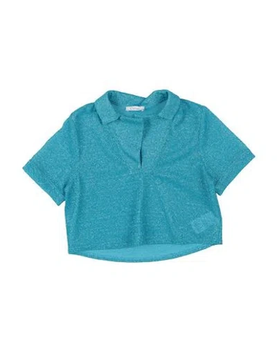 Oseree Babies' Oséree Toddler Girl T-shirt Turquoise Size 6 Polyamide, Metallic Fiber In Blue