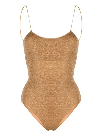 Oseree Toffee Lumiere Maillot One-piece Swimsuit In Brown