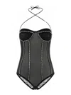 Oseree Gem-embellished Bodysuit In Black