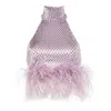 Oseree Disco Plumage Feather-trimmed Top In Purple