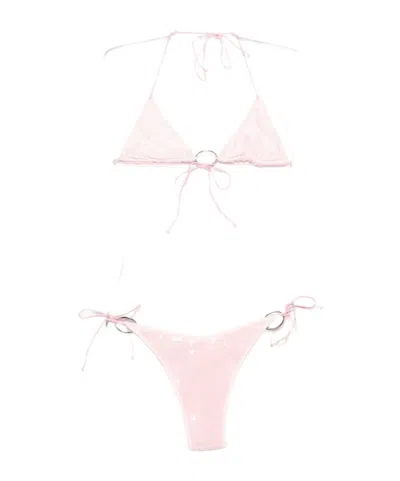 Oseree Triangle Bikini Set In Pink