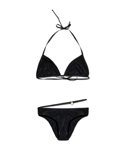Oseree Oséree Lurex Detailed Two Piece Swimsuit In Black