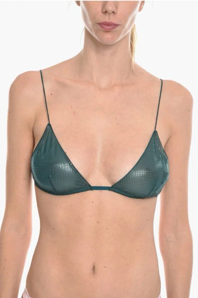 Oseree Oséree Lamé Triangle Bra And Briefs Set In Blue