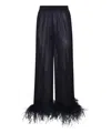 Oseree Oséree Lumière Plumage Feather-trimmed Lamé Pants In Blue