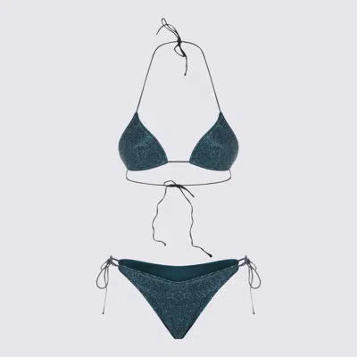Oseree Turquoise Lumiere 80s Bikini Beachwear In Blue