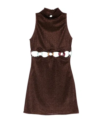 Oseree Turtleneck Dress In Brown