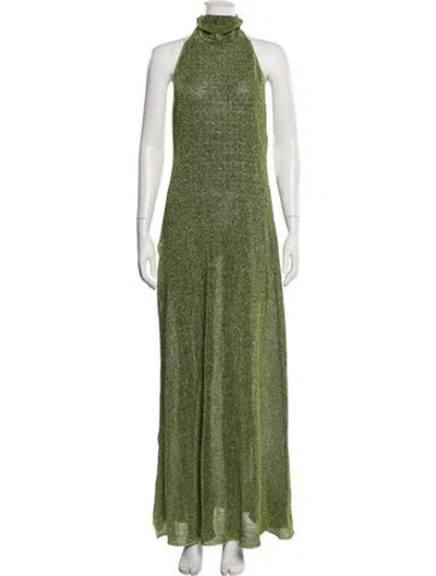 Pre-owned Oseree Turtleneck Long Dress In Green