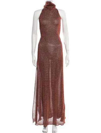 Pre-owned Oseree Turtleneck Long Dress In Orange