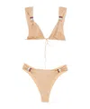 Oseree Two-piece Lace-up Bikini Set In Neutral