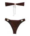 Oseree Two-piece Set Including Cropped Top And Swim Trunks In Brown