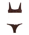 Oseree Two-piece Set Including Cropped Top And Swim Trunks In Brown