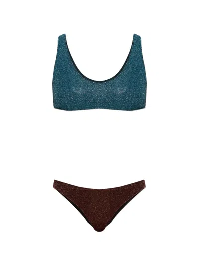 Oseree Two-tone Two-piece Bikini In Blue