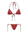 Oseree Lurex-thread Triangle Bikini In Red