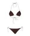 Oseree Glitter-effect Triangle Bikini In Brown