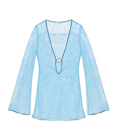 Oseree V-neck Dress In Blue