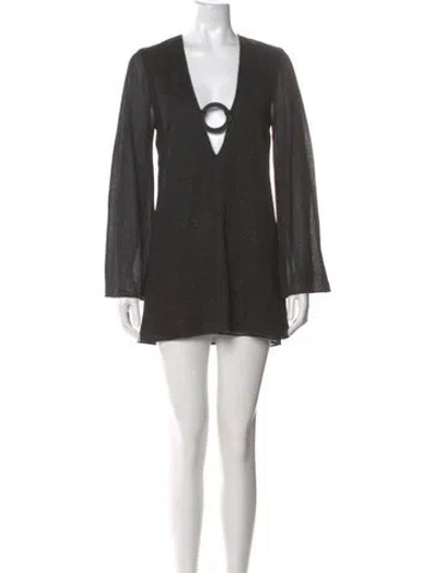 Pre-owned Oseree V-neck Mini Dress In Black