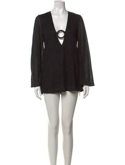 Pre-owned Oseree V-neck Mini Dress In Black
