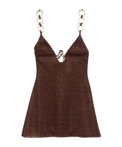 Oseree V-neck Mini Dress In Brown