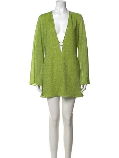Pre-owned Oseree V-neck Mini Dress In Green