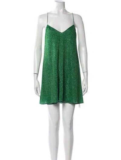 Pre-owned Oseree V-neck Mini Dress In Green