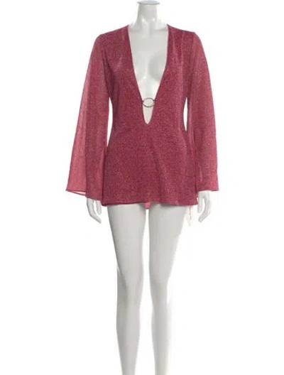 Pre-owned Oseree V-neck Mini Dress In Pink