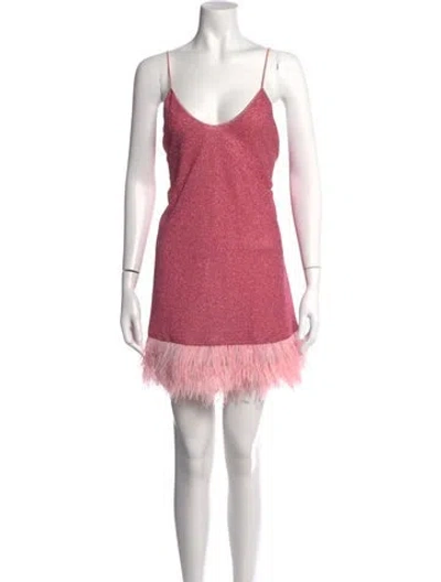 Pre-owned Oseree V-neck Mini Dress In Pink