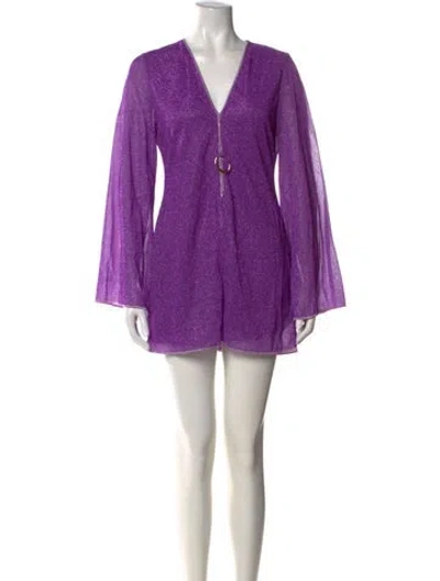 Pre-owned Oseree V-neck Mini Dress In Purple