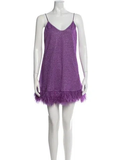 Pre-owned Oseree V-neck Mini Dress In Purple
