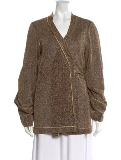 Pre-owned Oseree V-neck Sweater In Gold