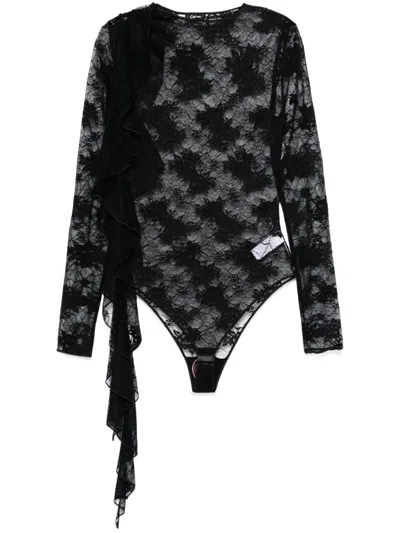 Oseree Volant Bodysuit In Black