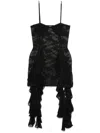 Oseree Lace Ruffle Mini Dress In Black