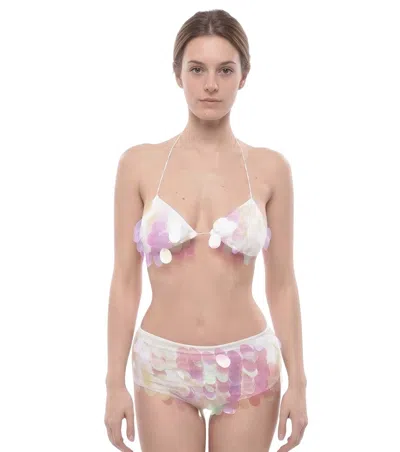Oseree White Embellished Swimwear