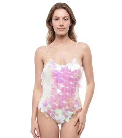 Oseree White Embellished Swimwear