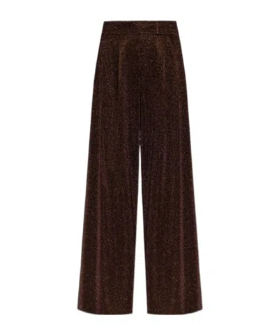 Oseree Wide-waisted Casual Pants In Brown