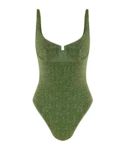 Oseree Wide-strap One-piece Swimsuit In Gray