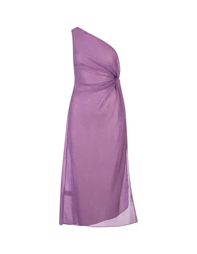 Oseree Wisteria Lumiere One-shoulder Midi Dress In Purple