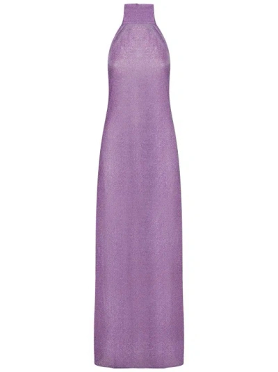 Oseree Wisteria Lurex Long Dress In Purple