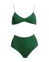 Oseree Oséree Woman Bikini Green Size Xl Polyamide, Metallic Fiber In Green