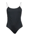 Oseree 'lumière Maillot' Blue Swimsuit With Open Back In Black