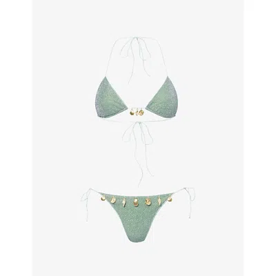 Oseree Womens Lumiere Charm Bikini Set Aqua In Green