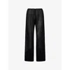 Oseree Womens Black Lumière Rose-embellished Woven Trousers