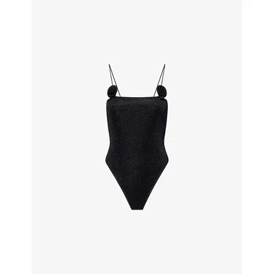 Oseree Womens Black Lumière Rose Maillot Swimsuit