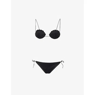 Oseree Womens Lumière Shell Two-piece Bikini Set Black